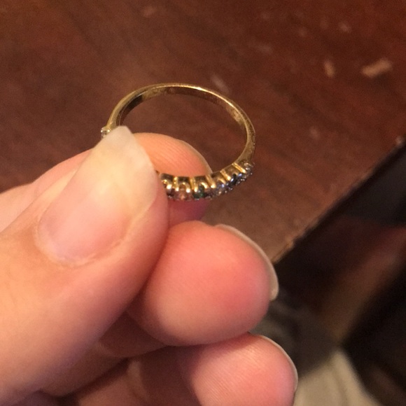 Goldtone Emerald Ruby Sapphire CZ Band Rings Set of 3 - Picture 12 of 12